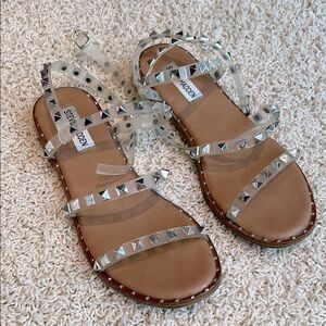 Steve Madden Women's Tan Sandals with Silver Accents